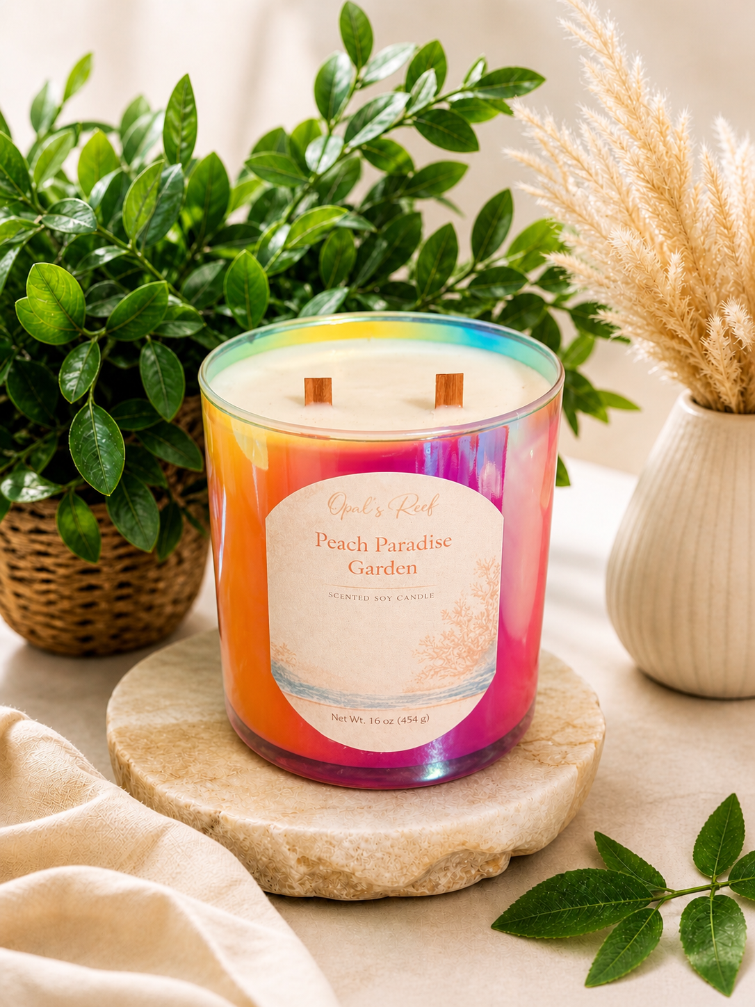 Peach Paradise Garden Crackling wood wick 8oz Candle